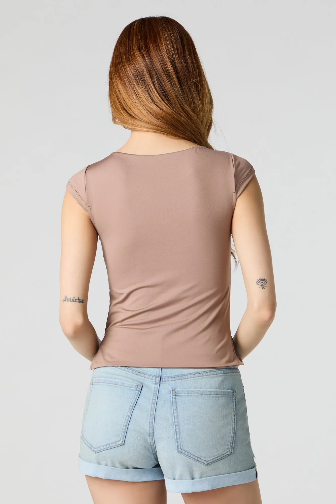 Contour Cap Sleeve Side Slit Top