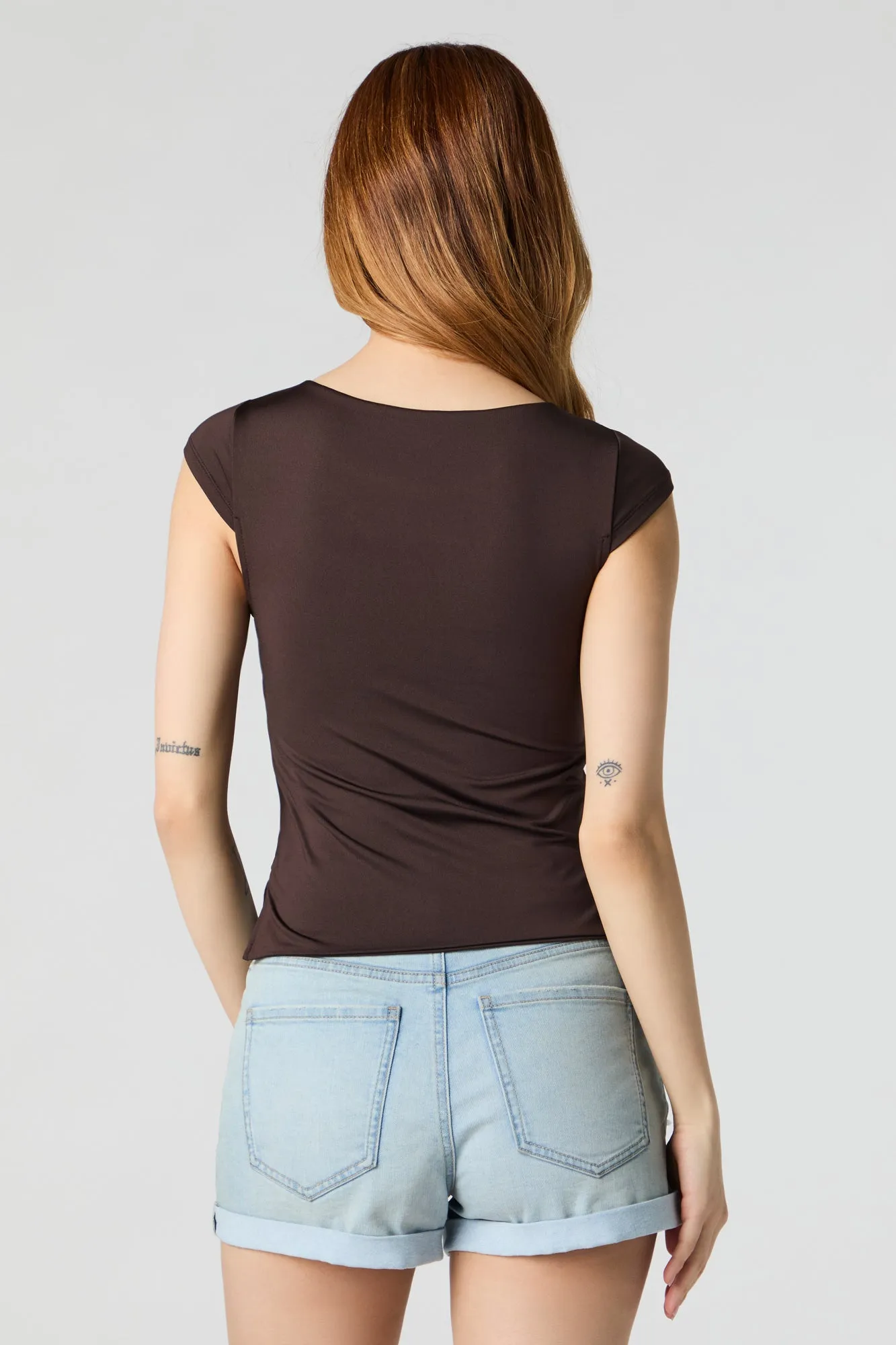 Contour Cap Sleeve Side Slit Top