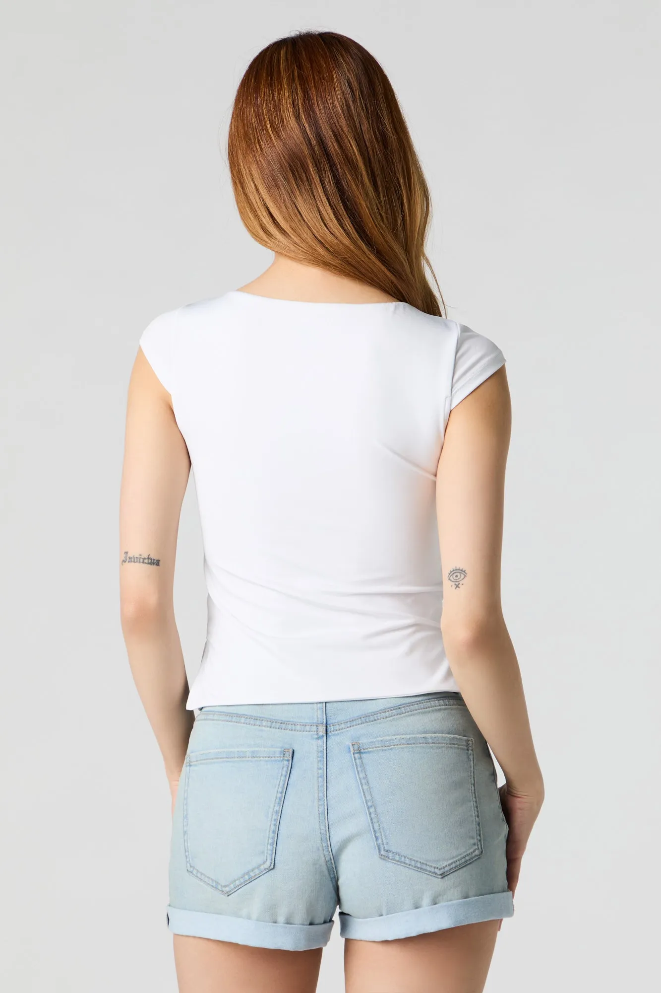 Contour Cap Sleeve Side Slit Top