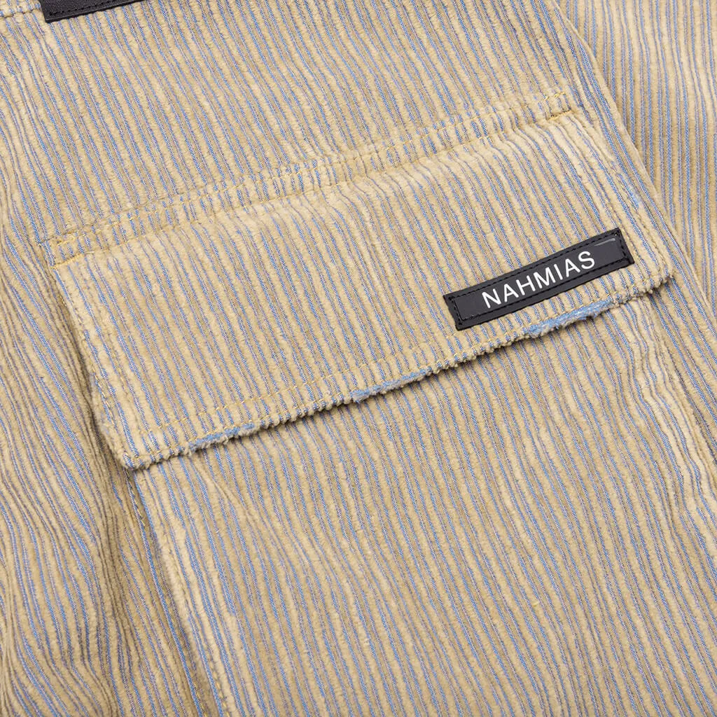 Corduroy Logo Cargo Pants - Beige Wash