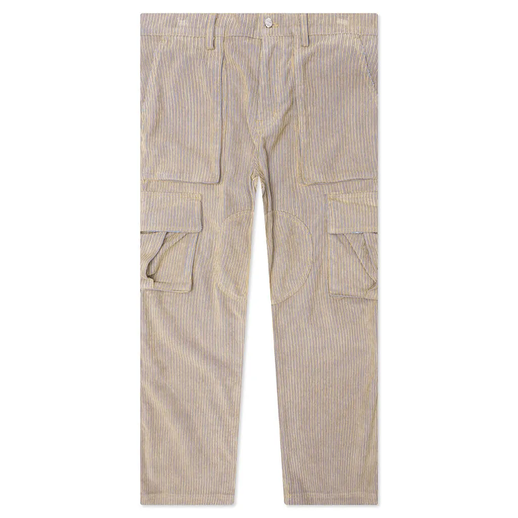 Corduroy Logo Cargo Pants - Beige Wash