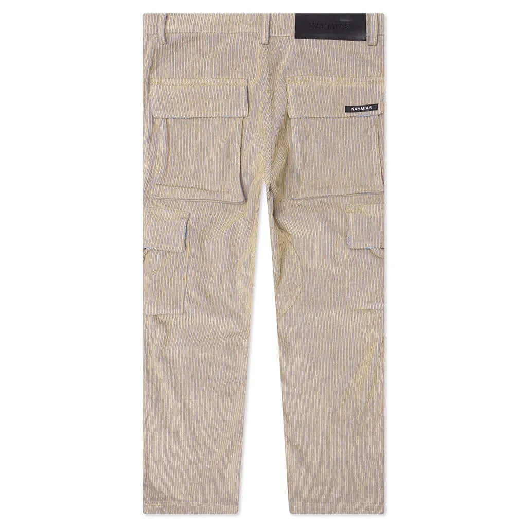 Corduroy Logo Cargo Pants - Beige Wash