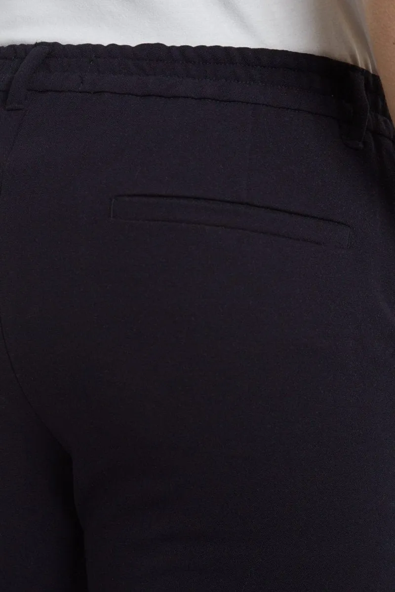 Cropped Pleated Pants in Navy