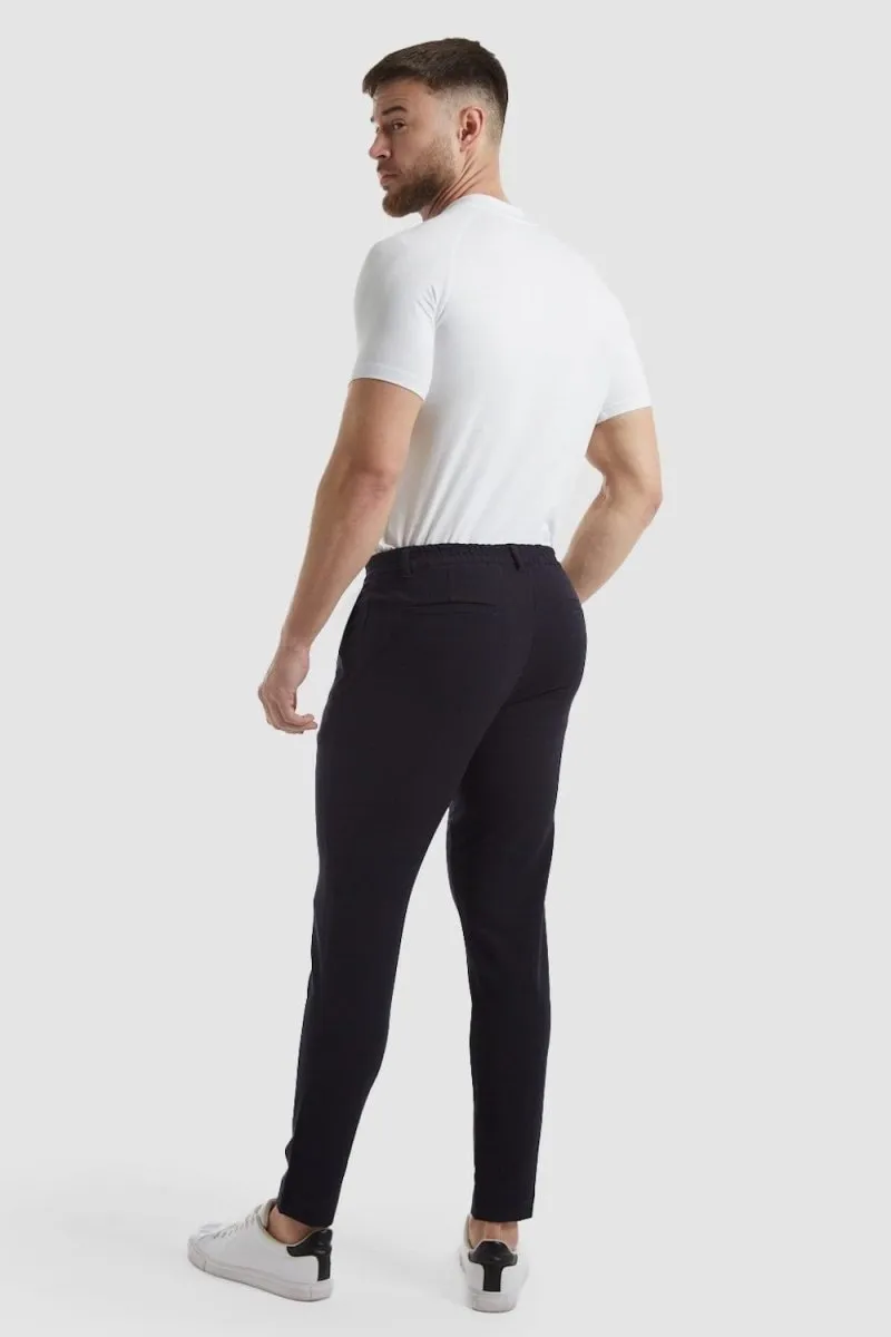 Cropped Pleated Pants in Navy