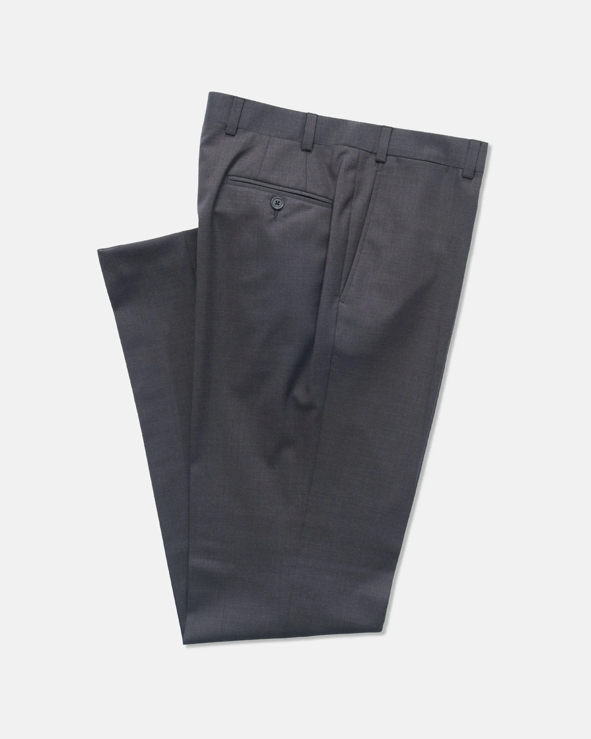 DARK BROWN TROPICAL WOOL TROUSERS