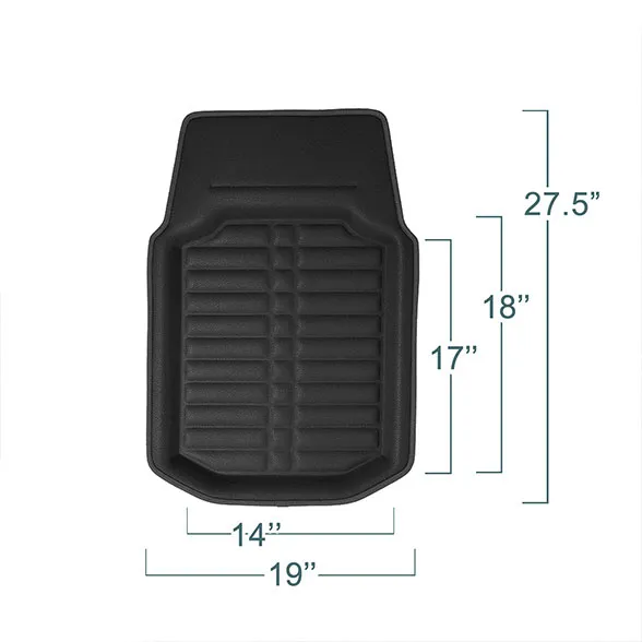 Deep Tray Non-Slip Faux Leather Floor Mats - Full Set Red