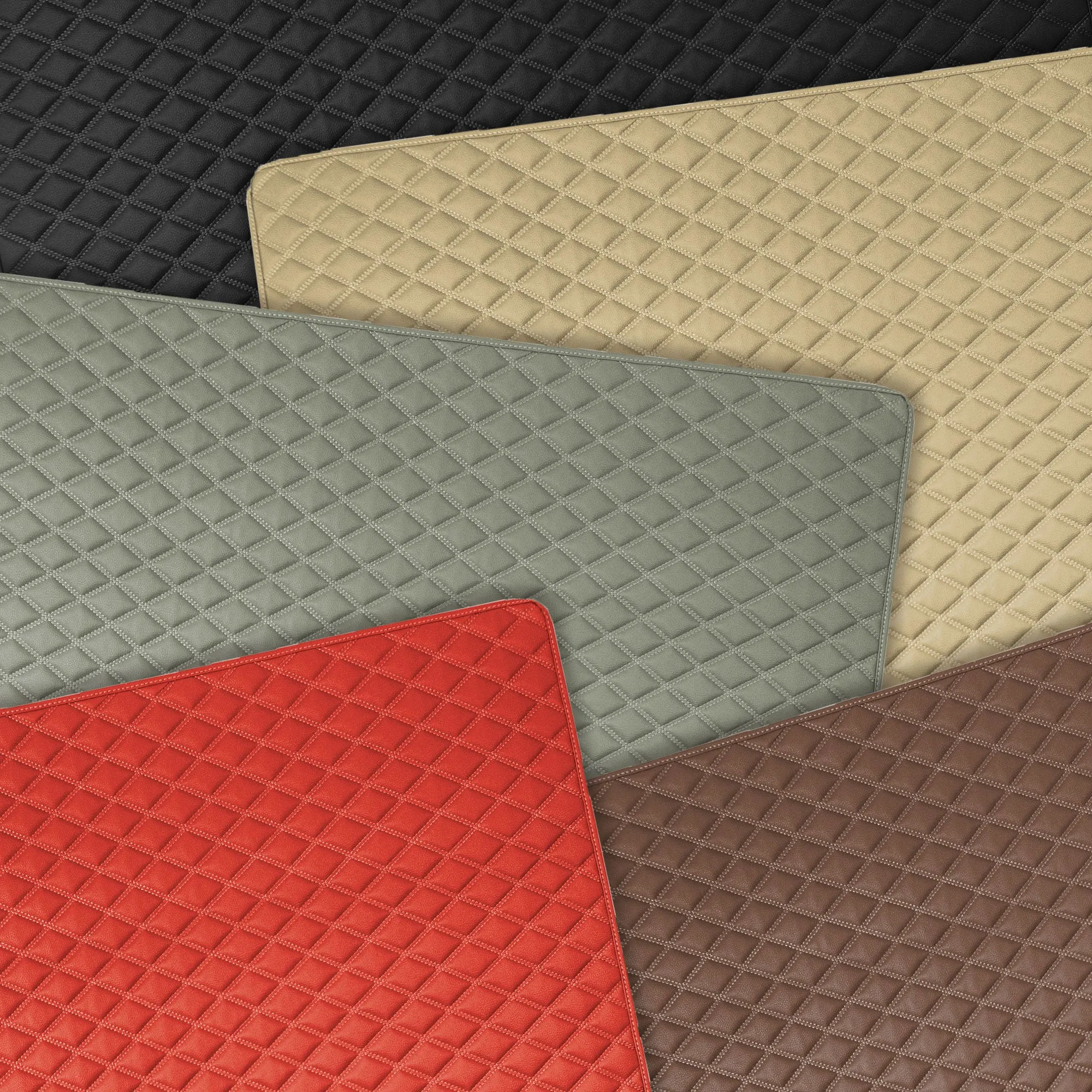 Deluxe Heavy-Duty Diamond Pattern Multi-Purpose Non-Slip Faux Leather Cargo Liner Red, 46