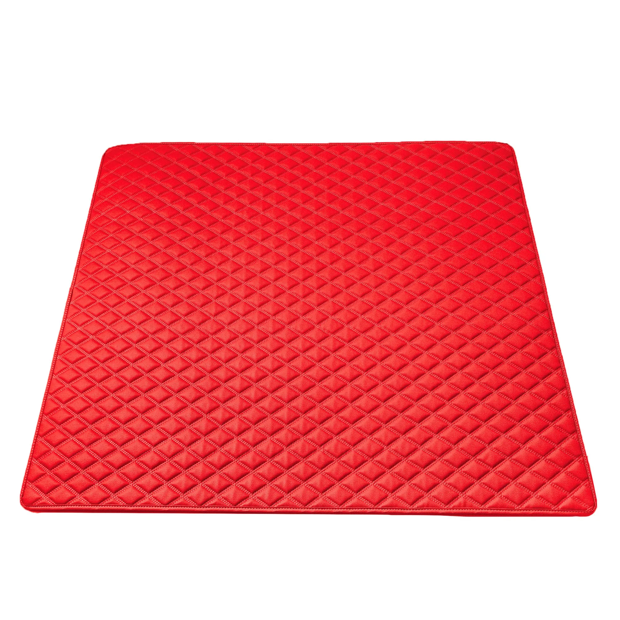 Deluxe Heavy-Duty Diamond Pattern Multi-Purpose Non-Slip Faux Leather Cargo Liner Red, 46