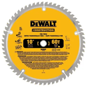 DEWALT DW3106-10-Inch Miter / Table Saw Blade, Atb, Thin Kerf, Crosscutting, 5/8-Inch Arbor, 60-Tooth