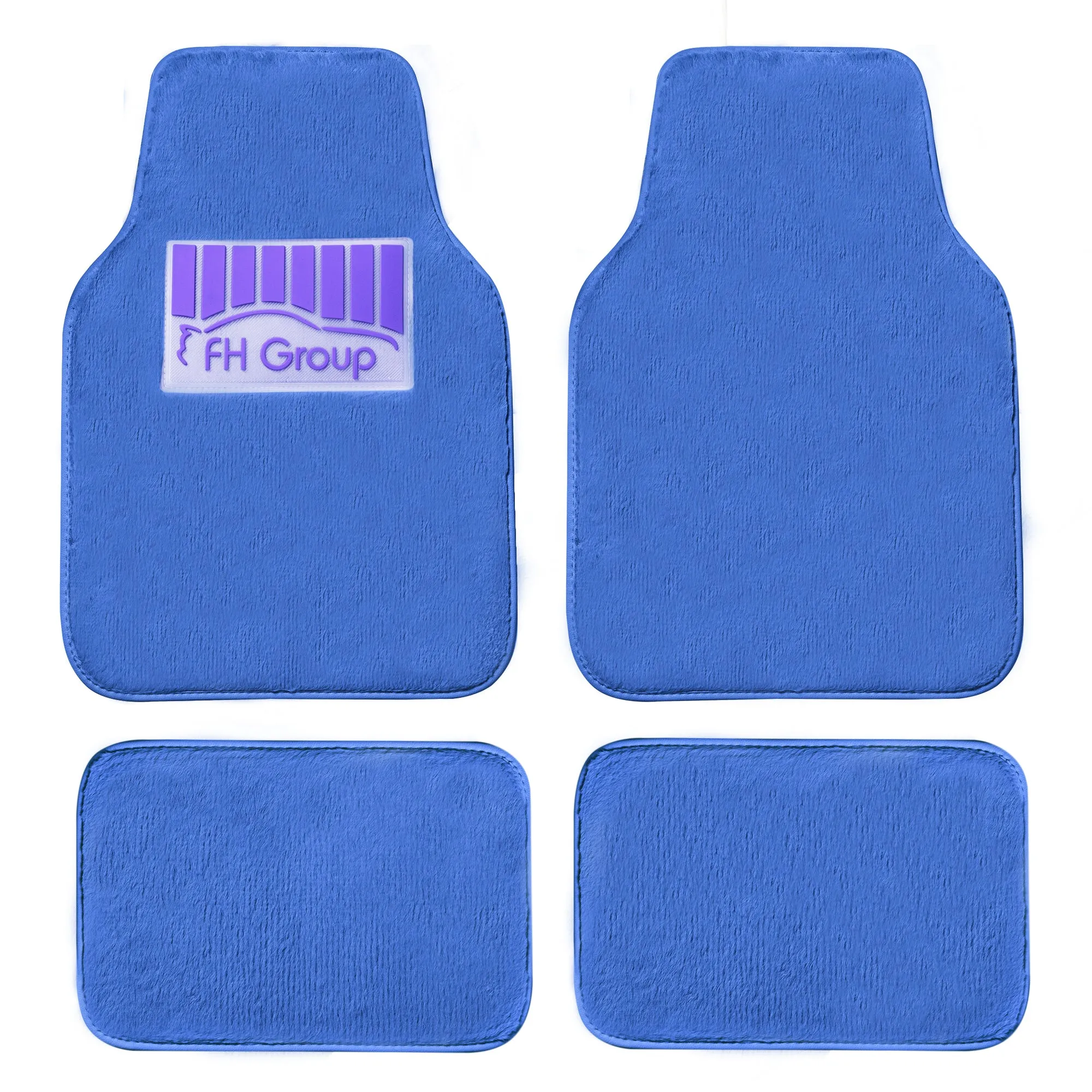Doe16 Faux Rabbit Fur Non-Slip Floor Mats - Full Set Blue