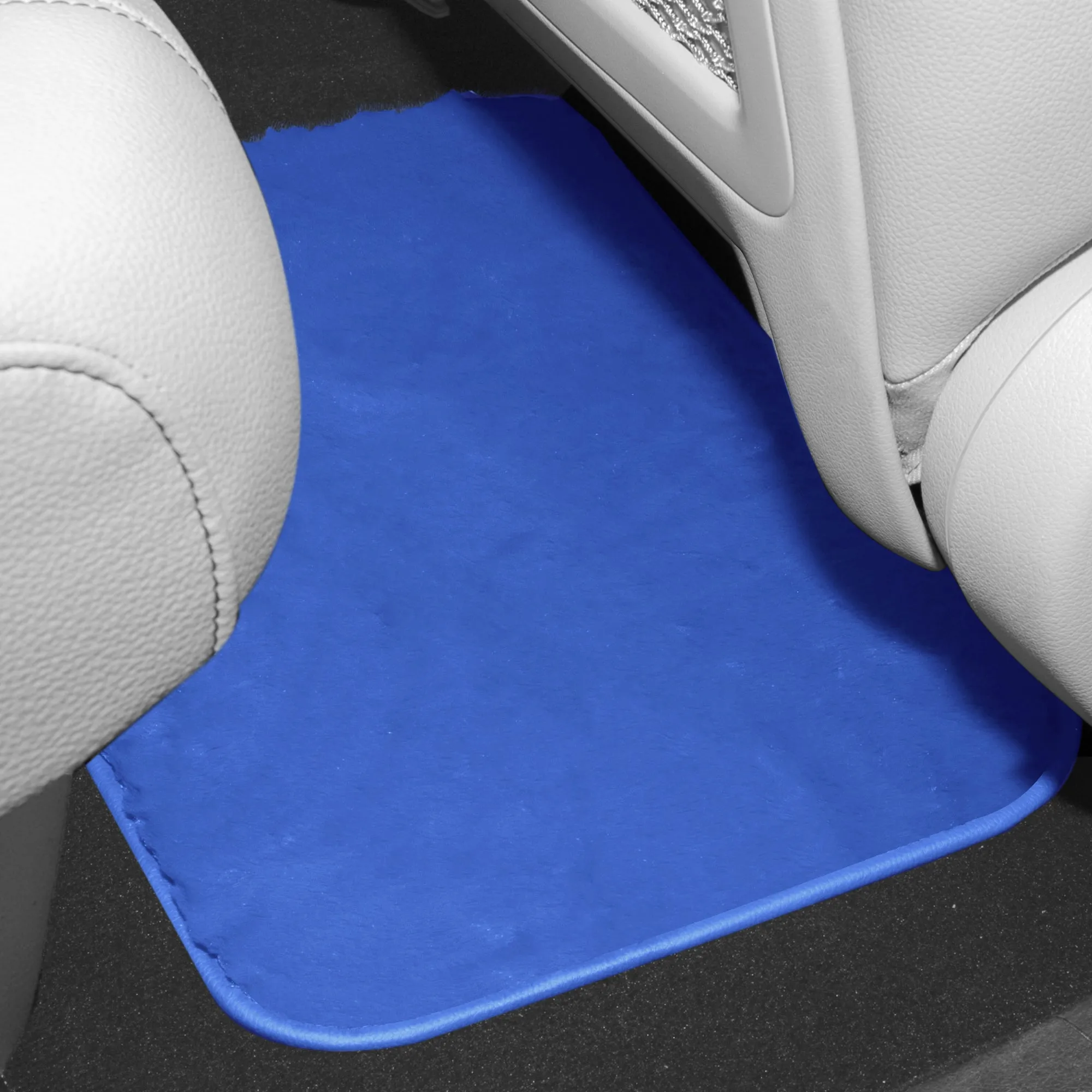 Doe16 Faux Rabbit Fur Non-Slip Floor Mats - Full Set Blue