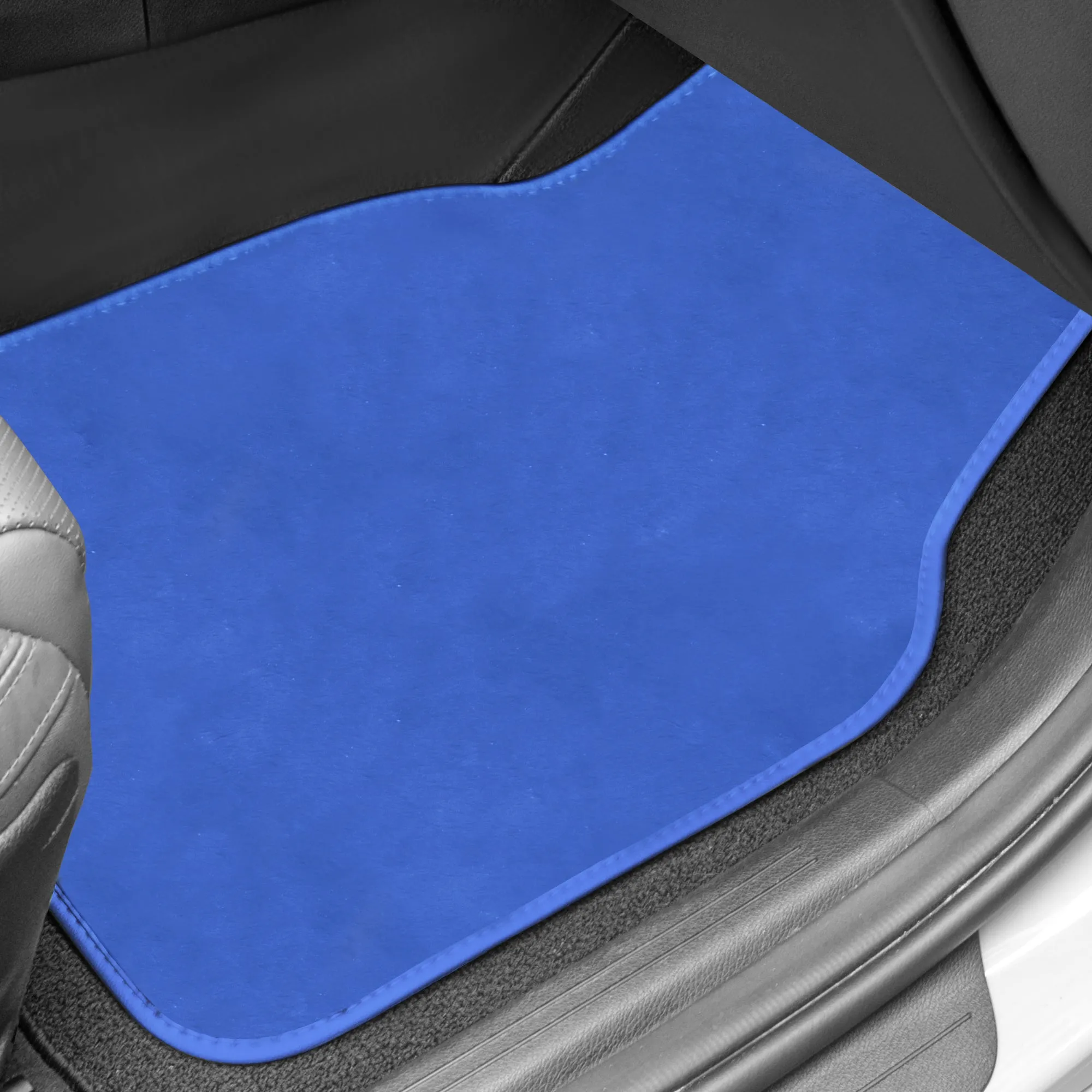 Doe16 Faux Rabbit Fur Non-Slip Floor Mats - Full Set Blue