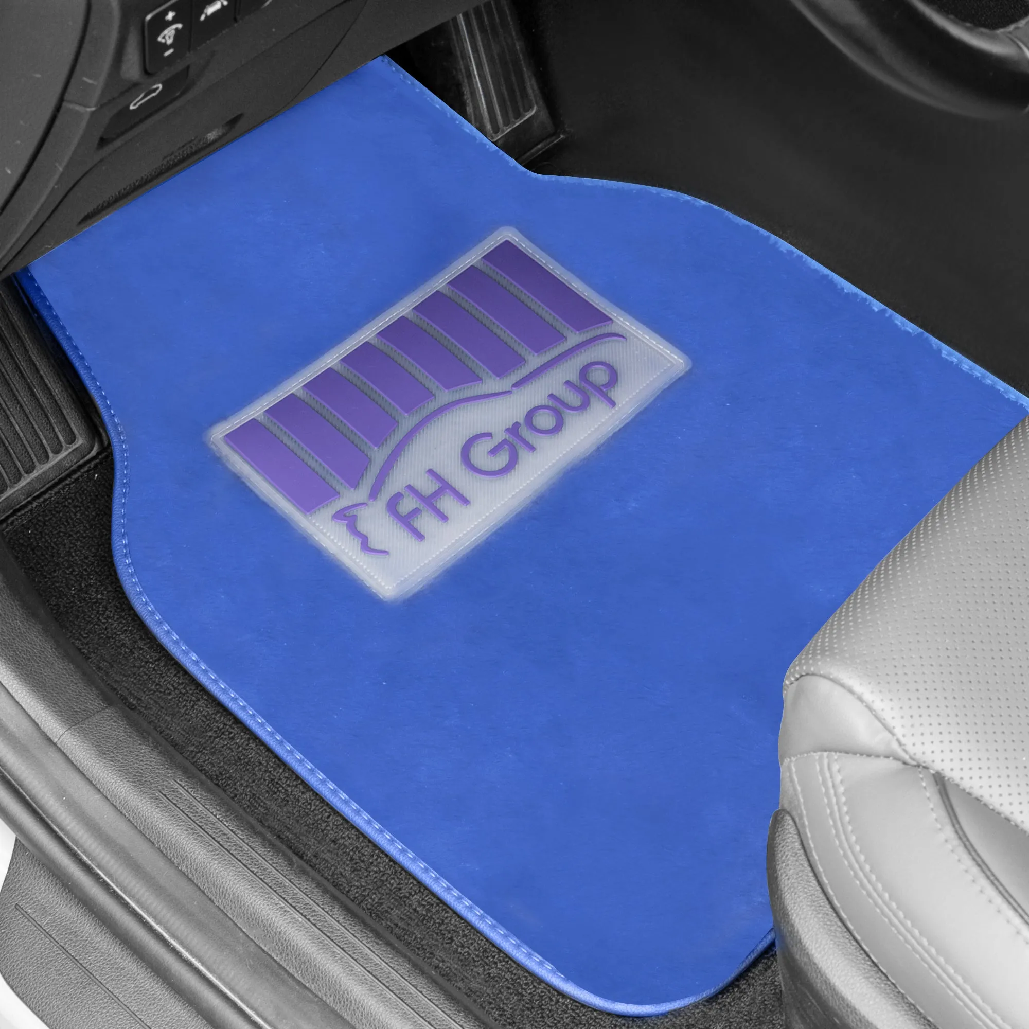 Doe16 Faux Rabbit Fur Non-Slip Floor Mats - Full Set Blue