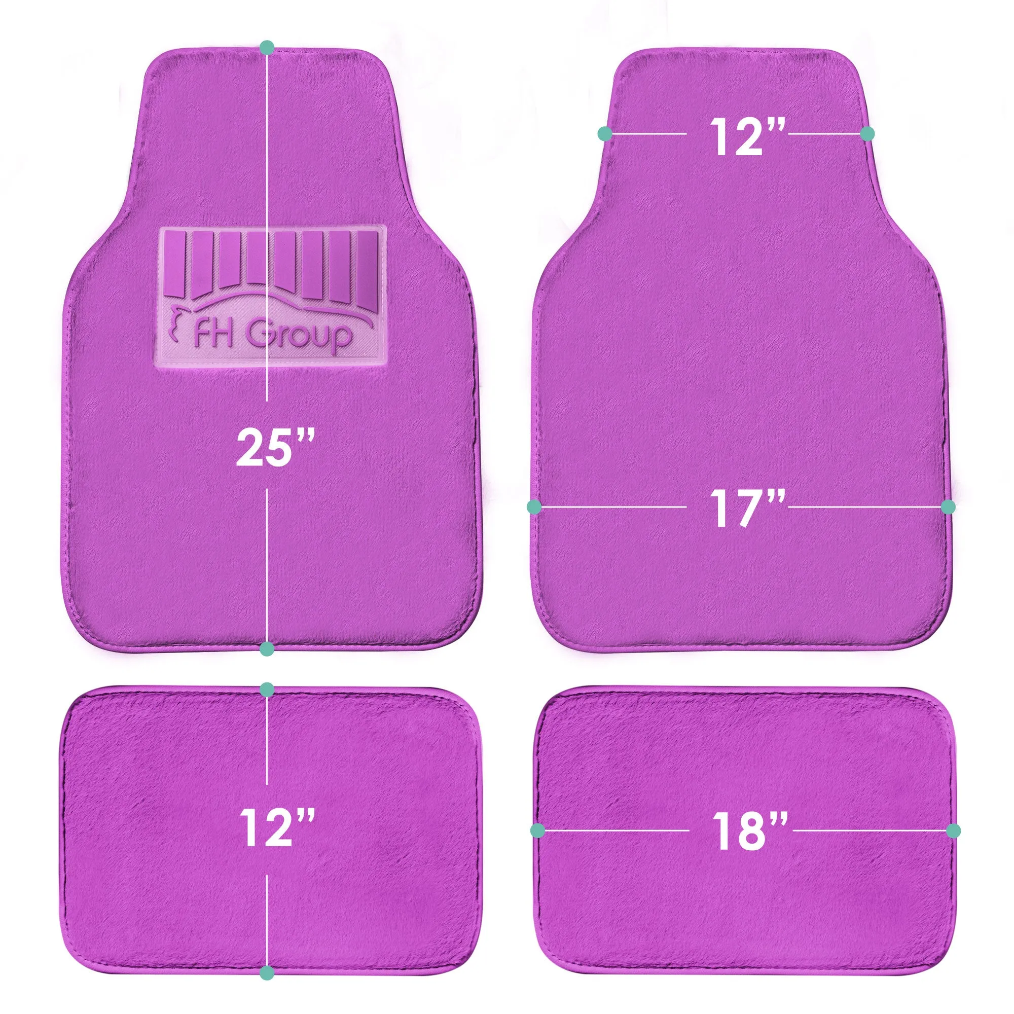 Doe16 Faux Rabbit Fur Non-Slip Floor Mats - Full Set Purple