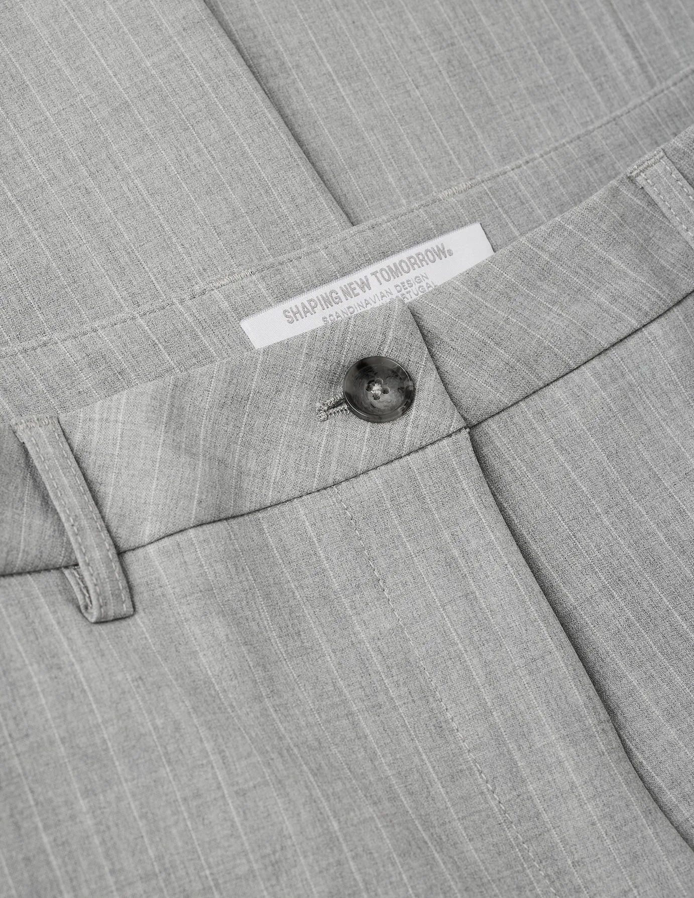 Essential Pants Wide Light Grey Pinstriped