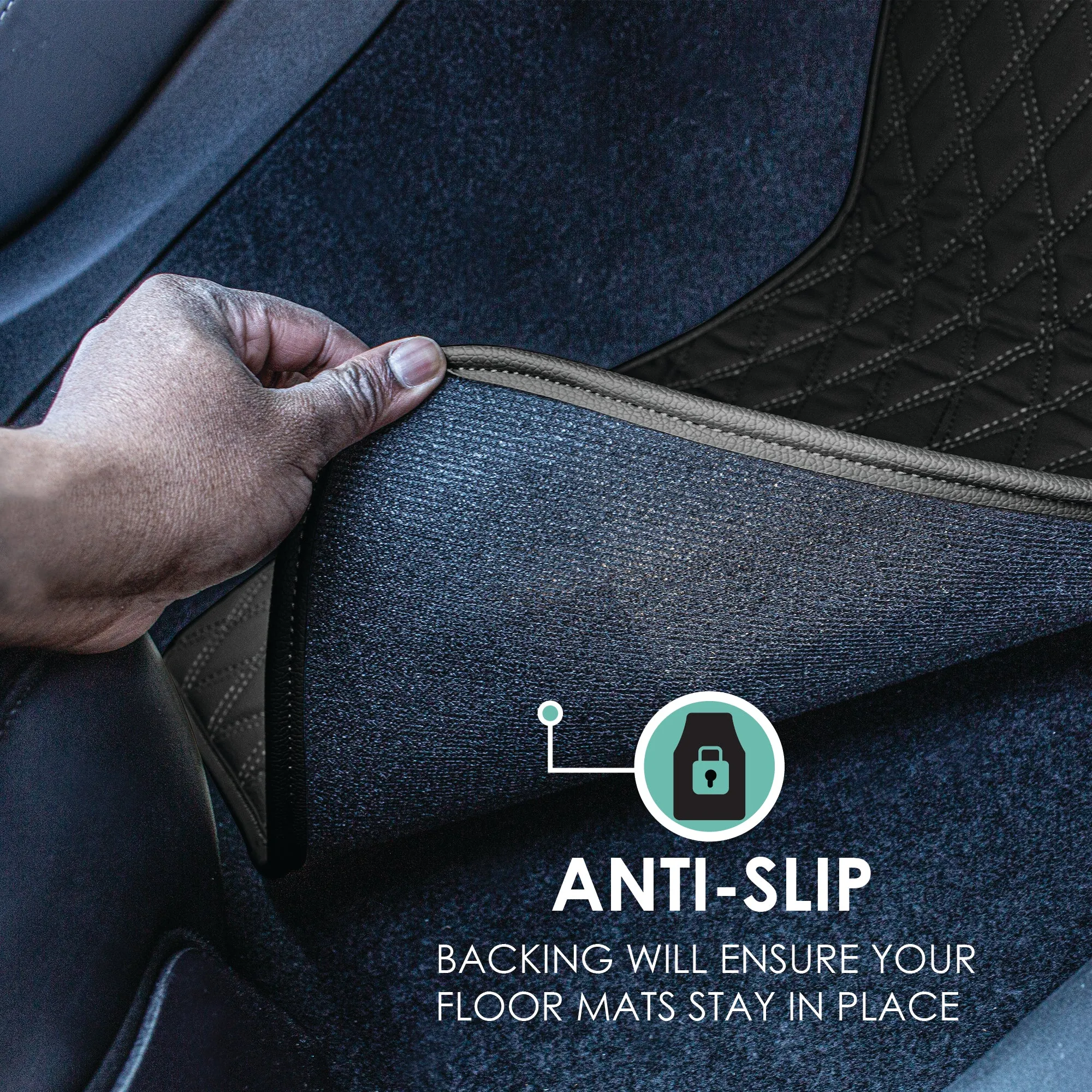 Faux Leather Custom-Fit Floor Mats for 2019-2022 Toyota Rav4- Black