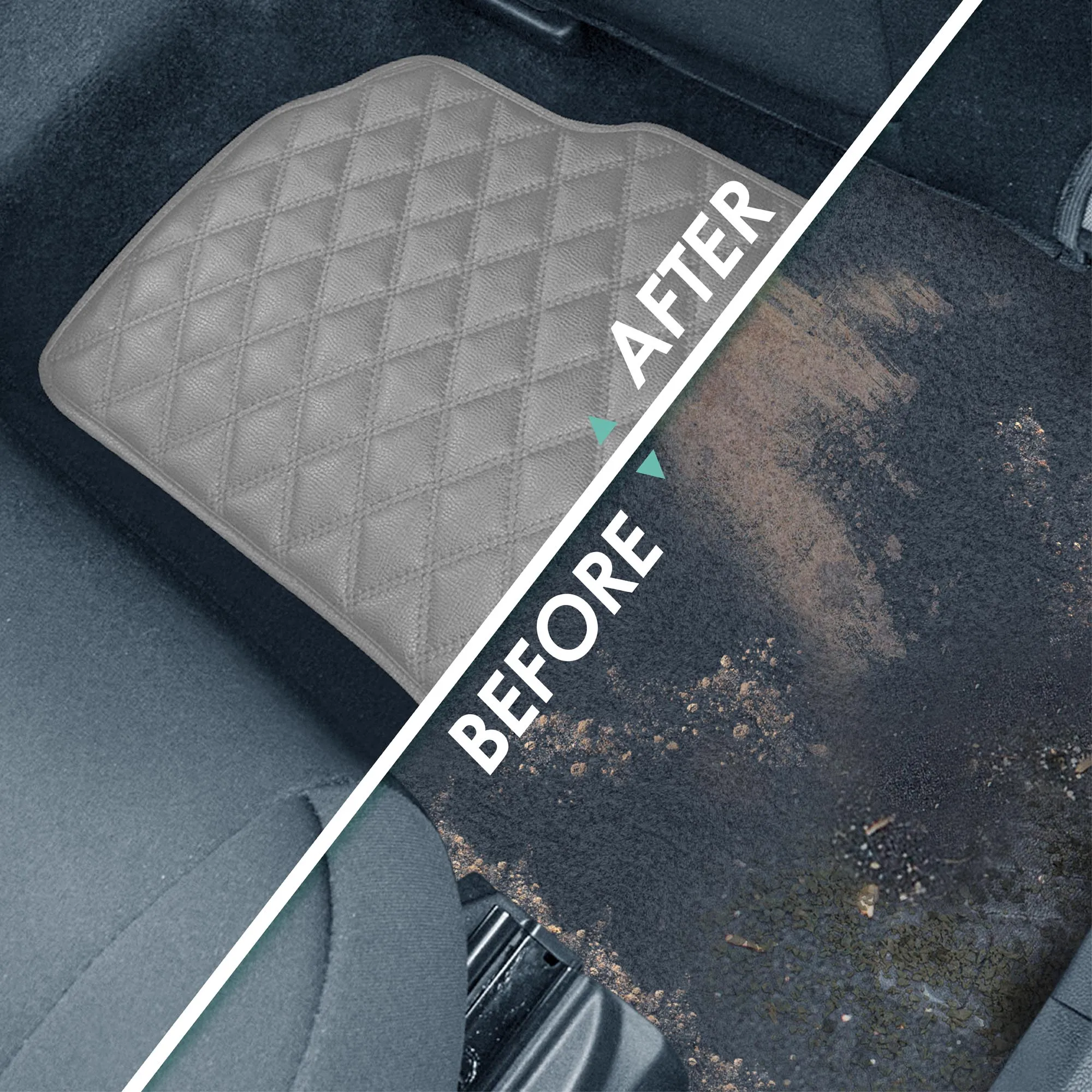 Faux Leather Custom-Fit Floor Mats for 2020-2022 Ford Explorer - Gray