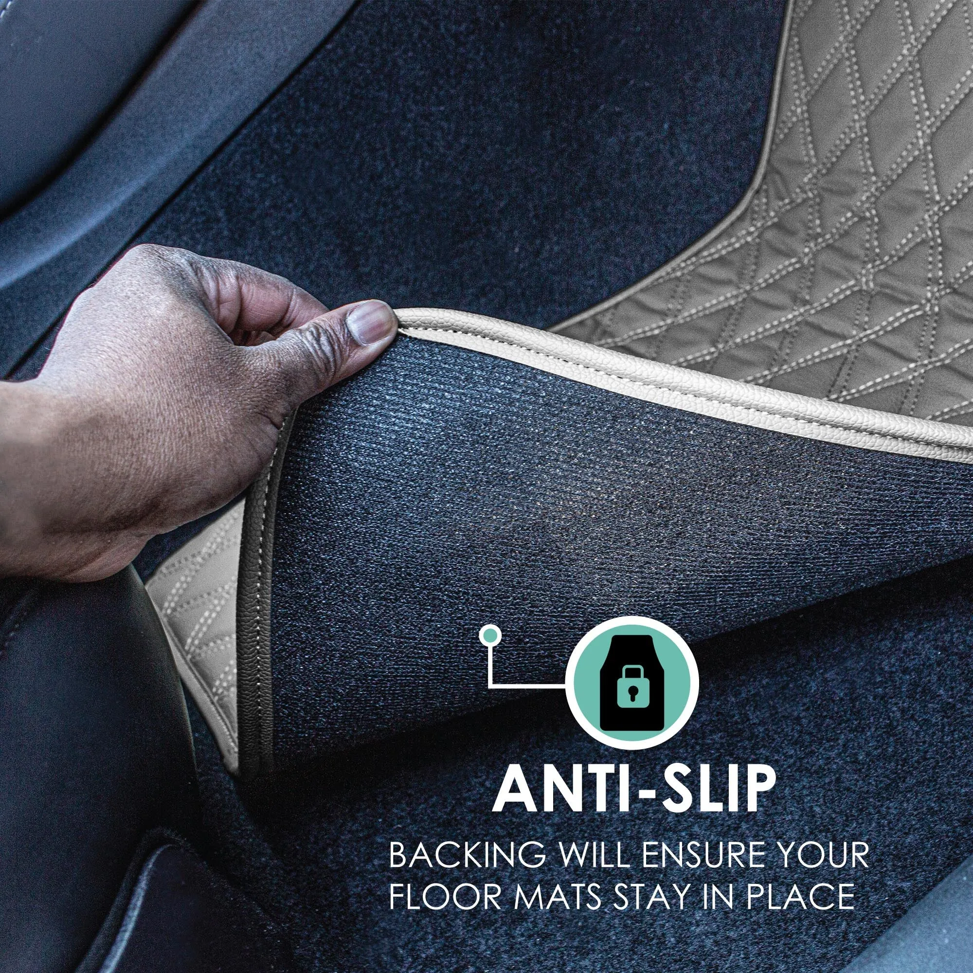 Faux Leather Custom-Fit Floor Mats for 2020-2022 Ford Explorer - Gray