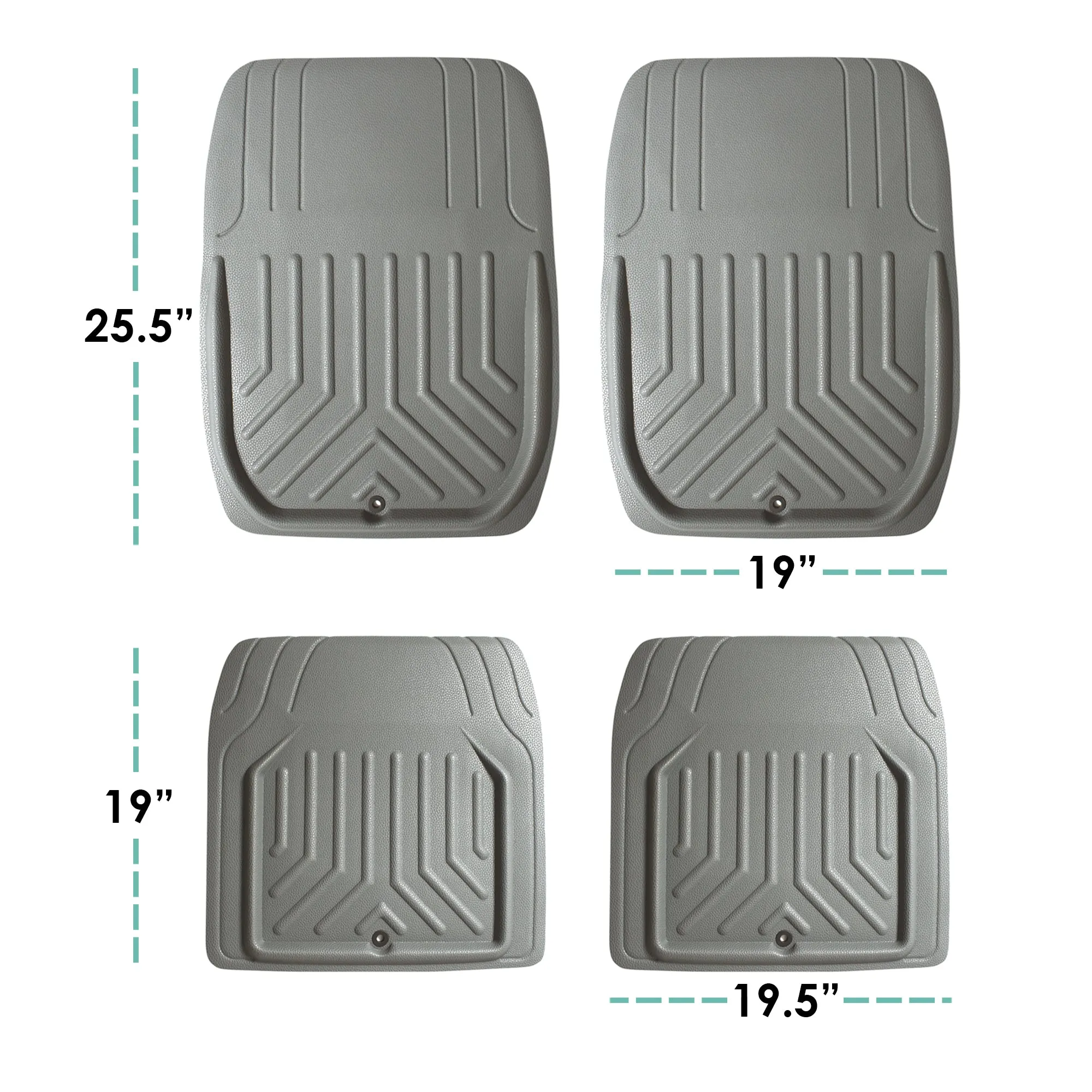 Faux Leather Deep Tray Floor Mats Full Set - Gray