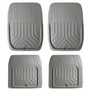 Faux Leather Deep Tray Floor Mats Full Set - Gray