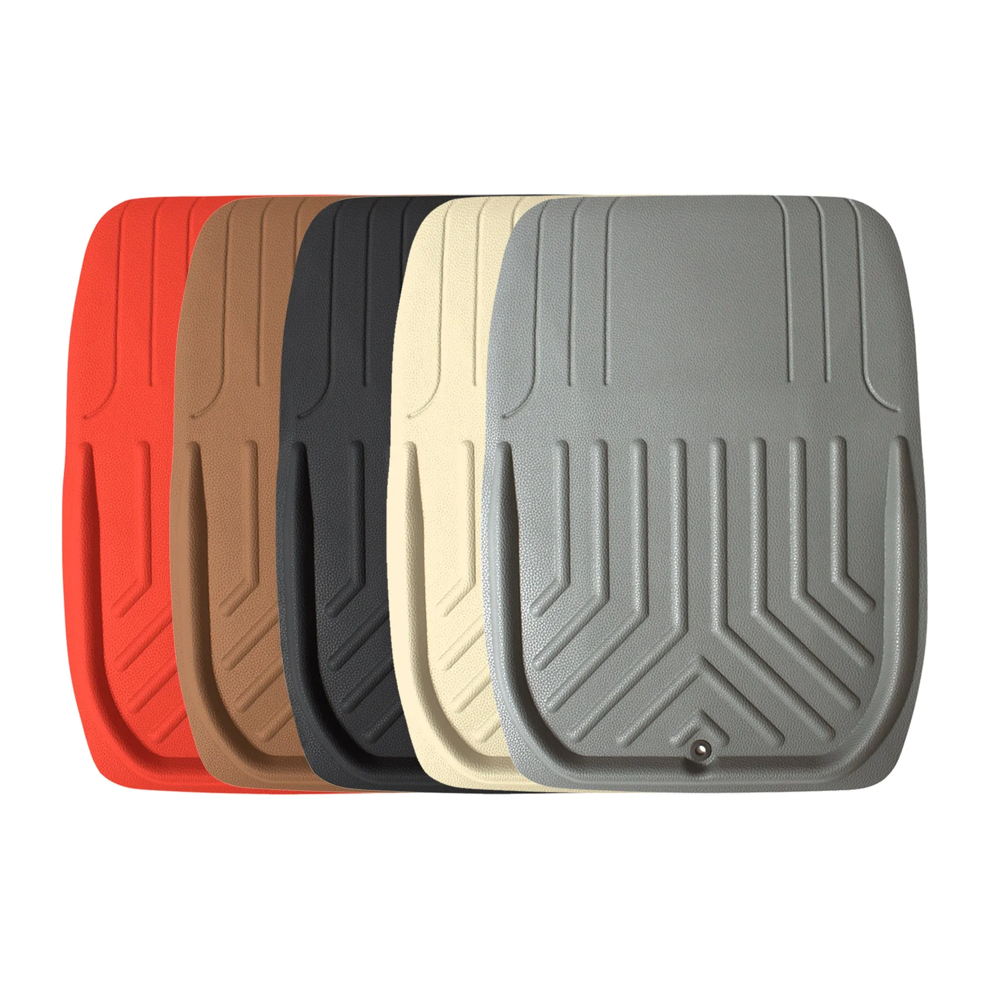 Faux Leather Deep Tray Floor Mats Full Set - Gray