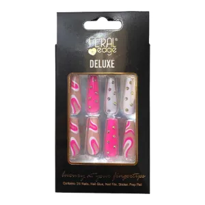 Feral Edge High Quality Press On Nails Deluxe - Hot Pink Groovy