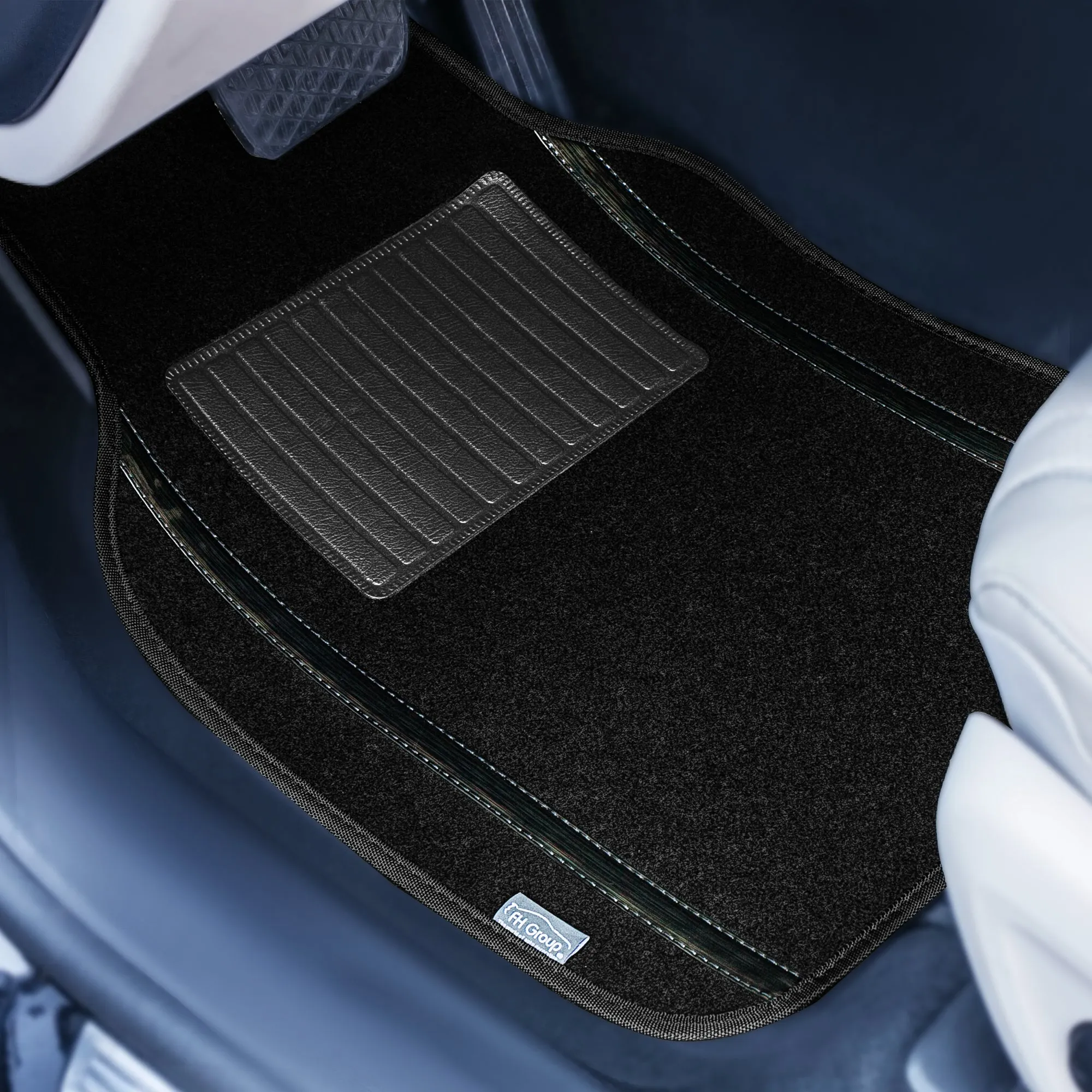 Galaxy13 Metallic Stripe Non-Slip Carpet Floor Mats - Full Set Black