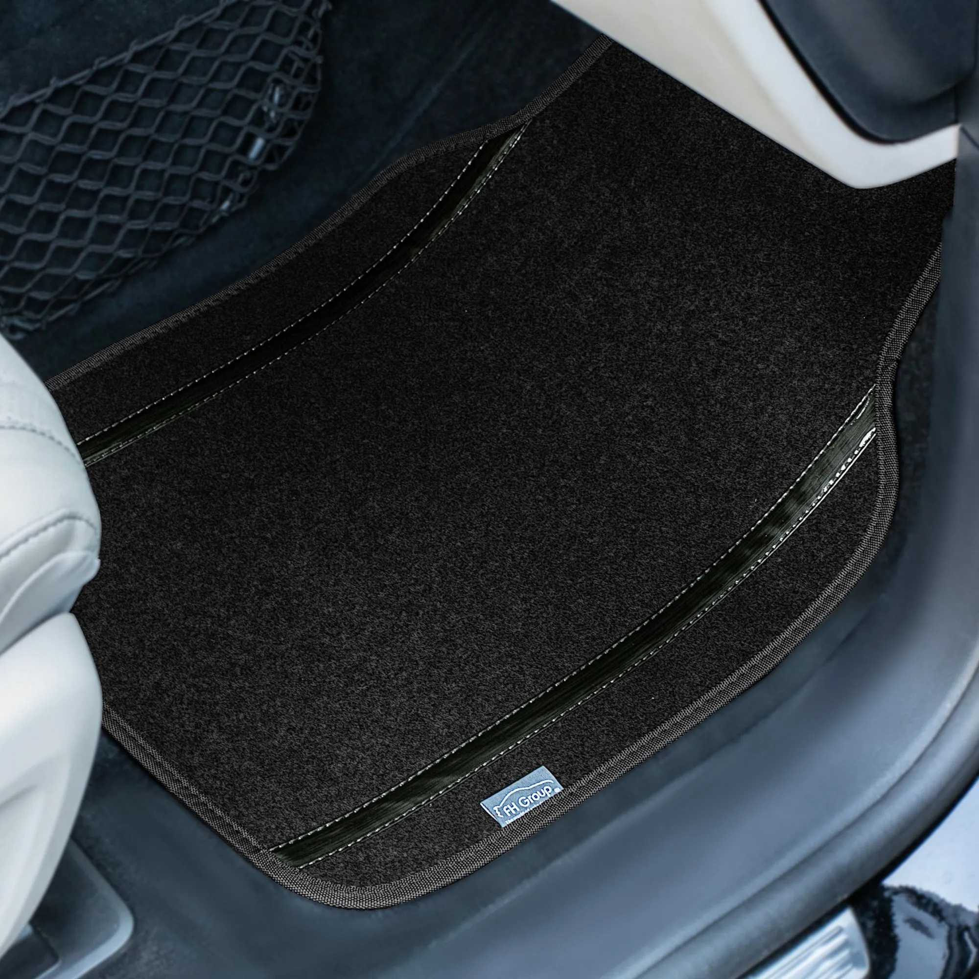 Galaxy13 Metallic Stripe Non-Slip Carpet Floor Mats - Full Set Black
