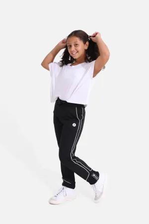 Girls Black Straight Trousers