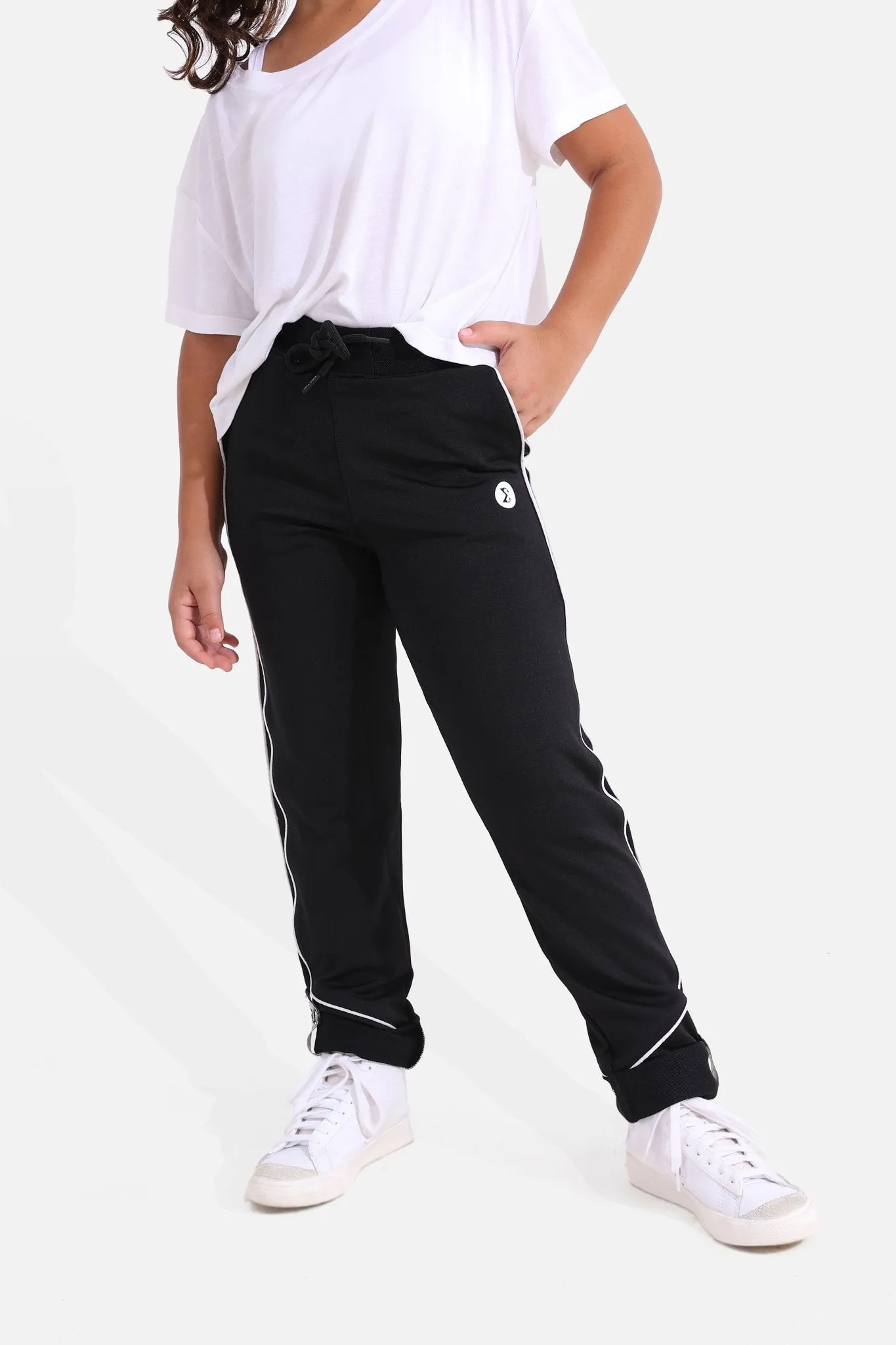 Girls Black Straight Trousers