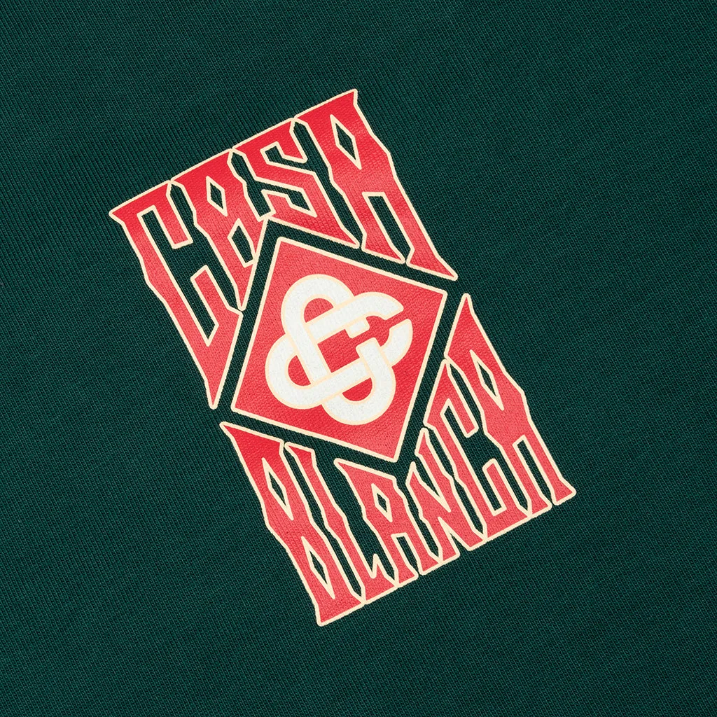 Gothic Stacked Logo Screen Printed T-Shirt - Green
