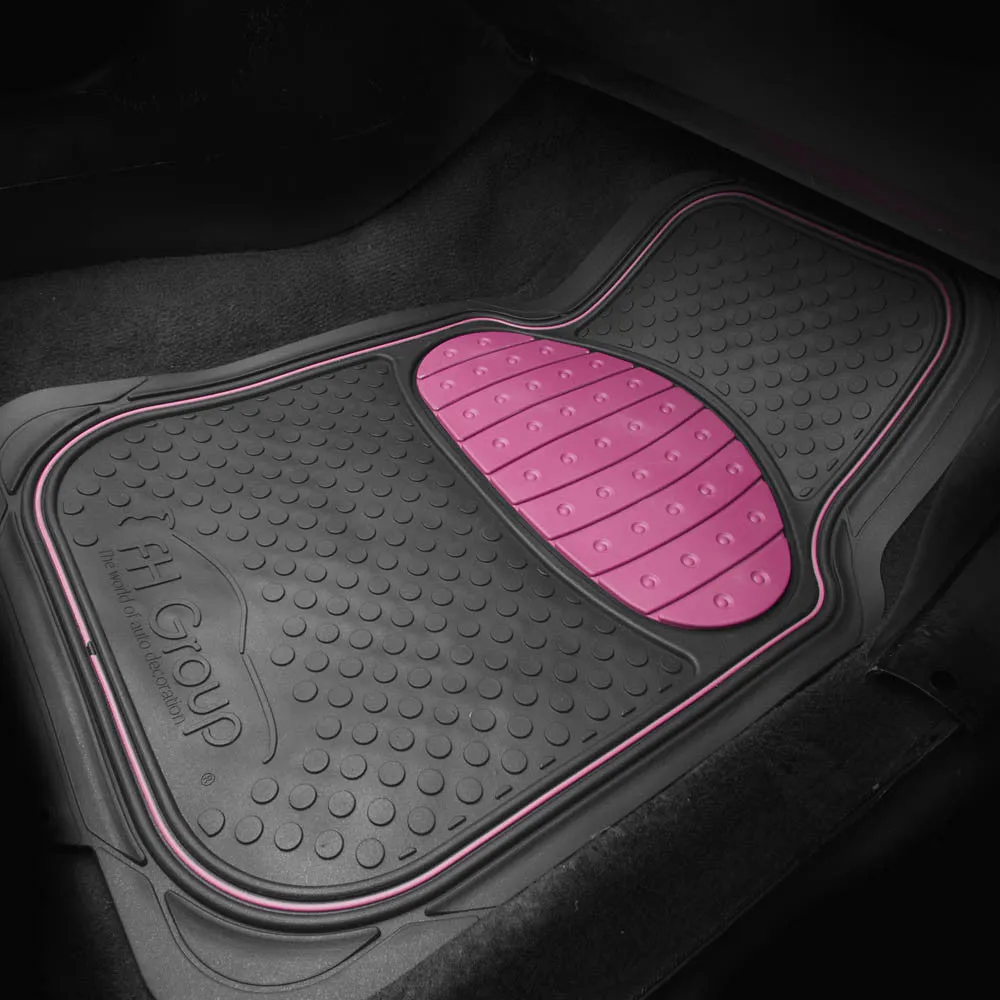 Heavy Duty ClimaProof Trimmable Touchdown Non-Slip Rubber Floor Mats Pink