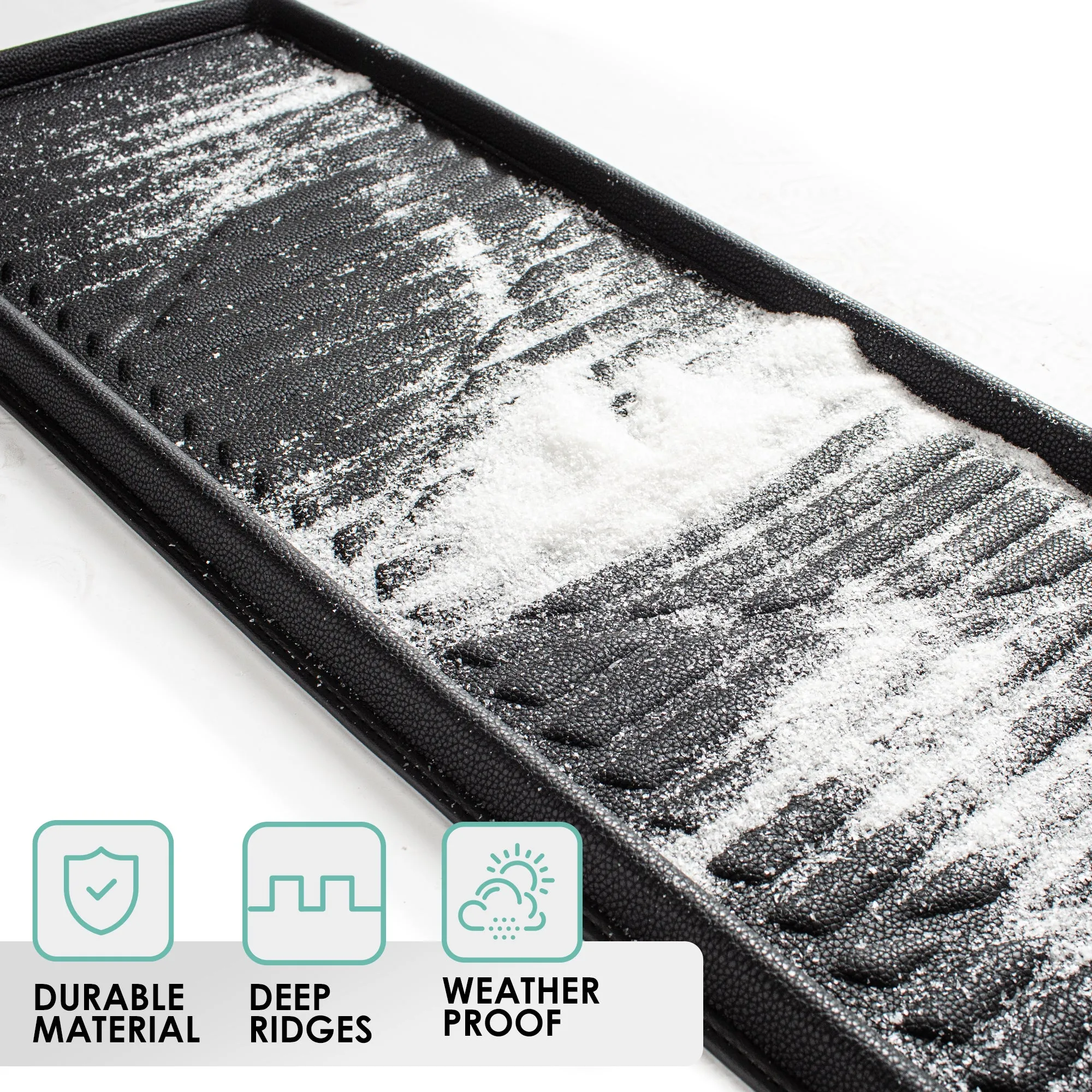 Heavy-Duty Faux Leather Cargo Mat -Universal-fit for Large SUVs and Vans - Black