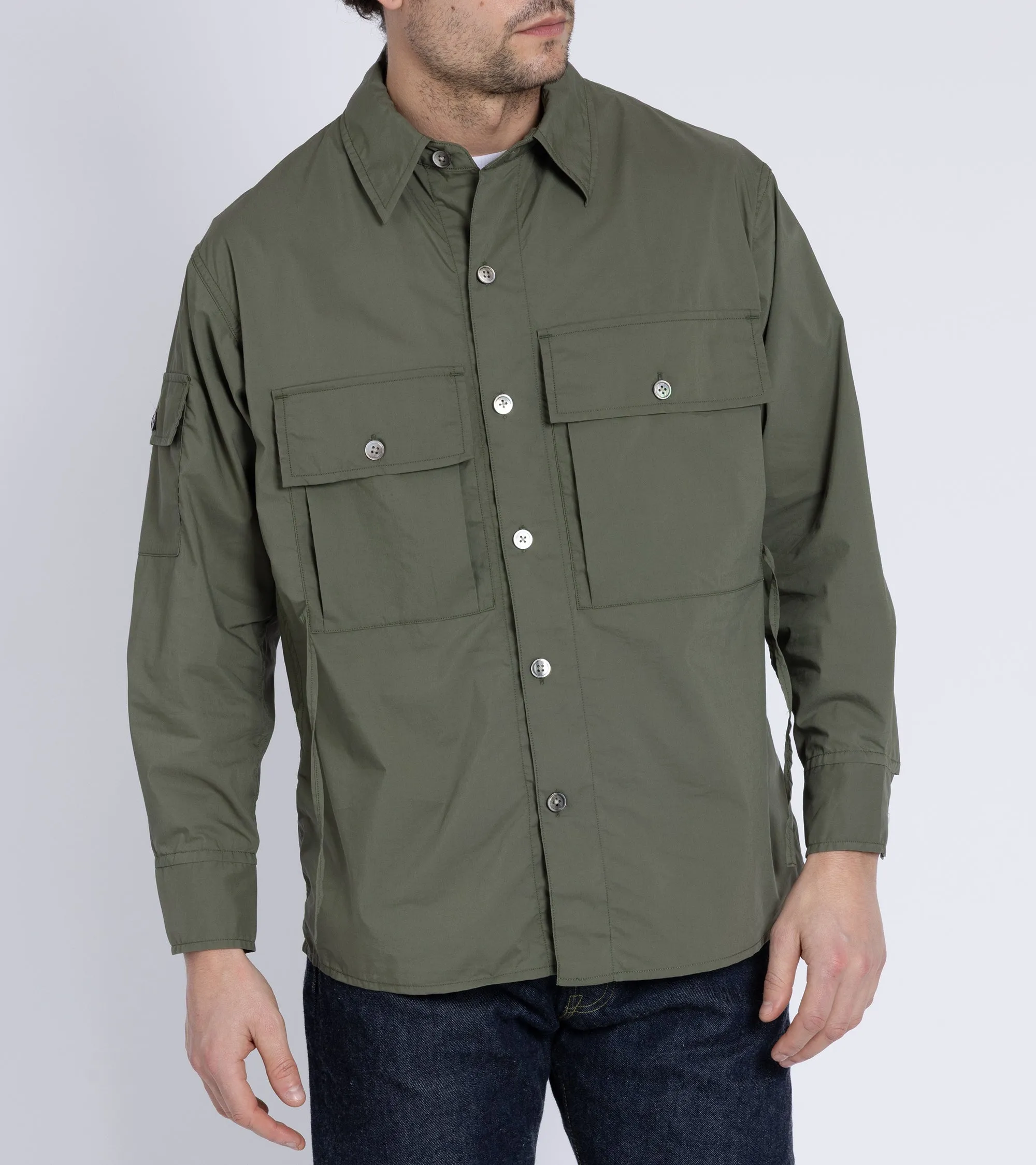 Kaptain Sunshine Cotton Poly Field Shirt Jacket: Dull Olive