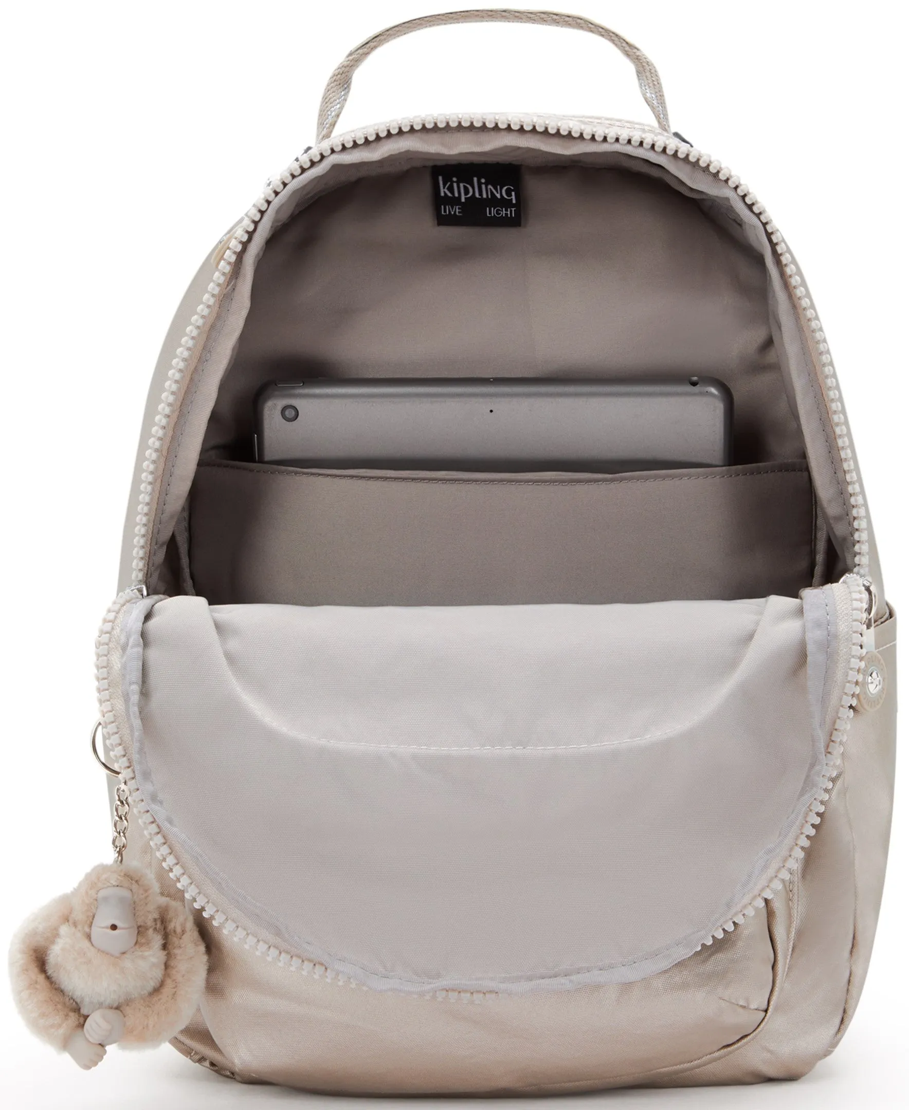 Kipling Seoul Small Metallic Tablet Backpack - Metallic Glow