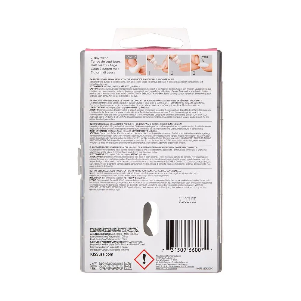 Kiss 100 Nails - Long Stiletto Nail Kit
