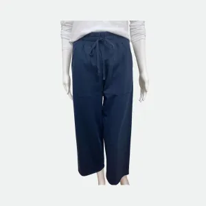 Knit Wide Leg Crop Pants In Navy