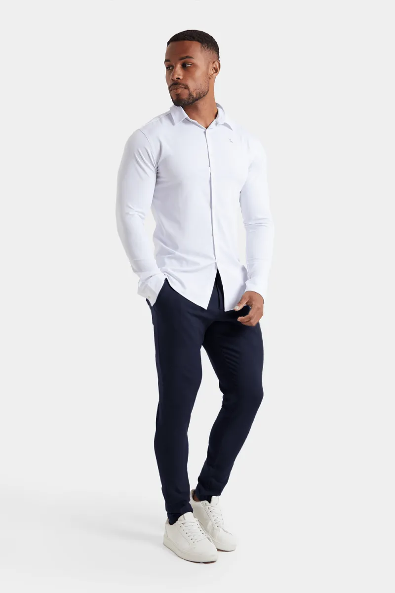 Linen-Blend Pants in Navy