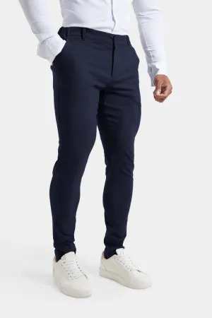 Linen-Blend Pants in Navy