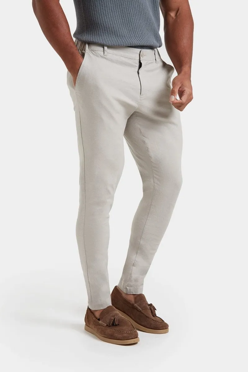 Linen-blend Pants in Stone