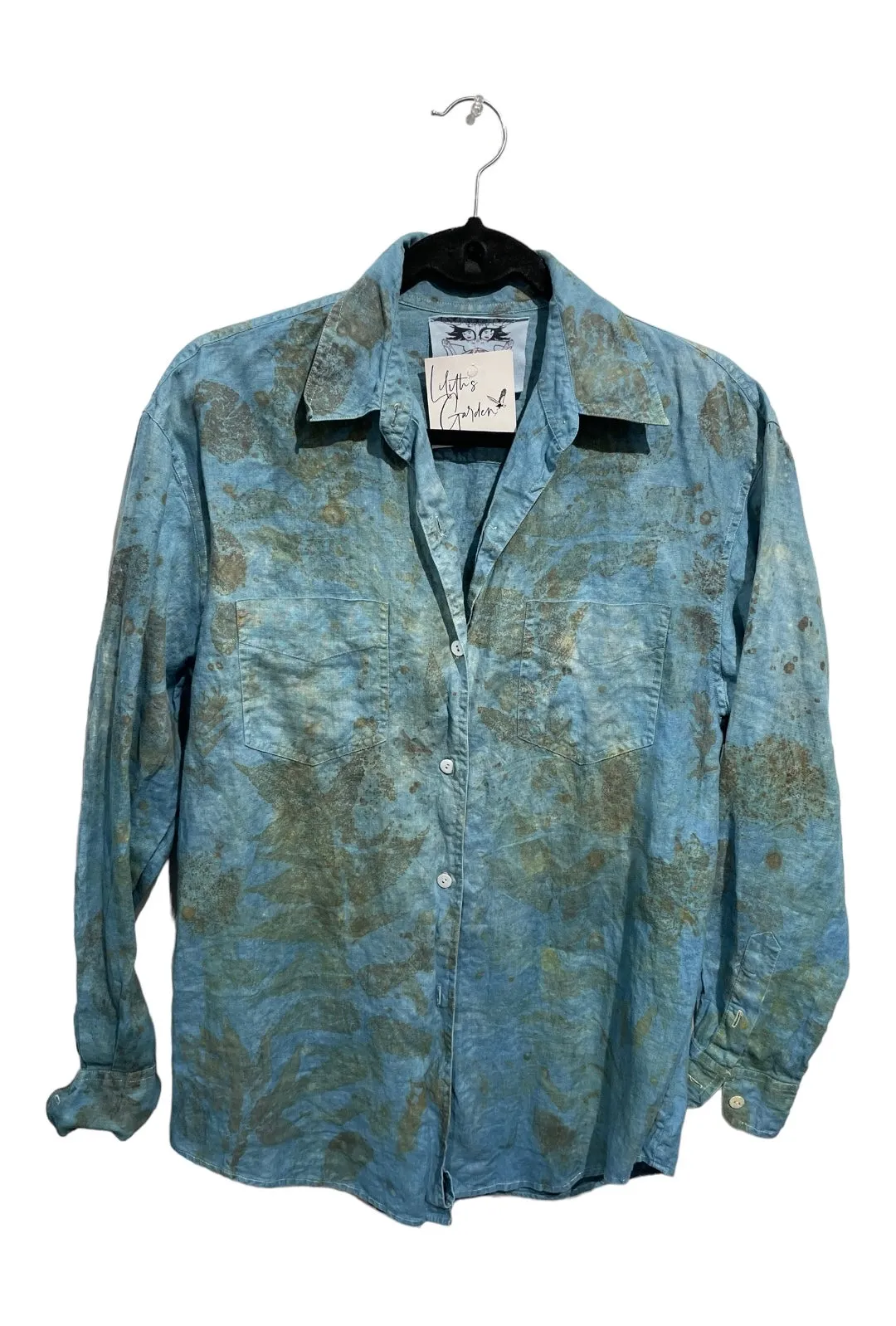 Linen long sleeve indigo over dyed  ecodye.