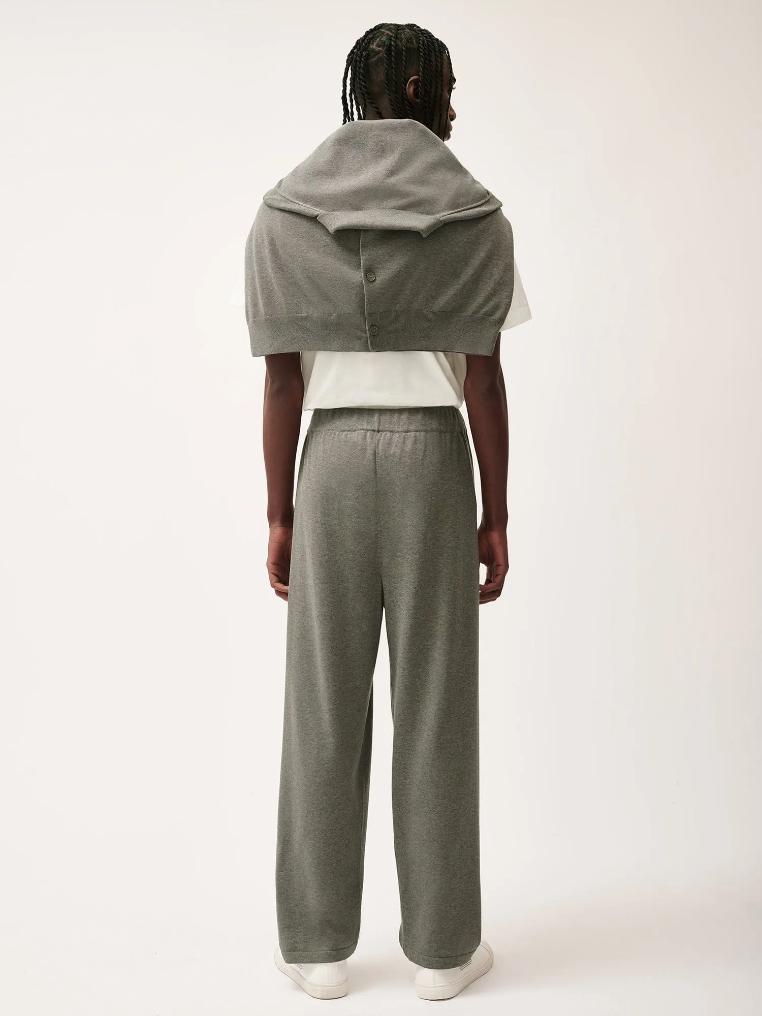 Mens DNA Knitted Straight Leg Track Pants—grey marl