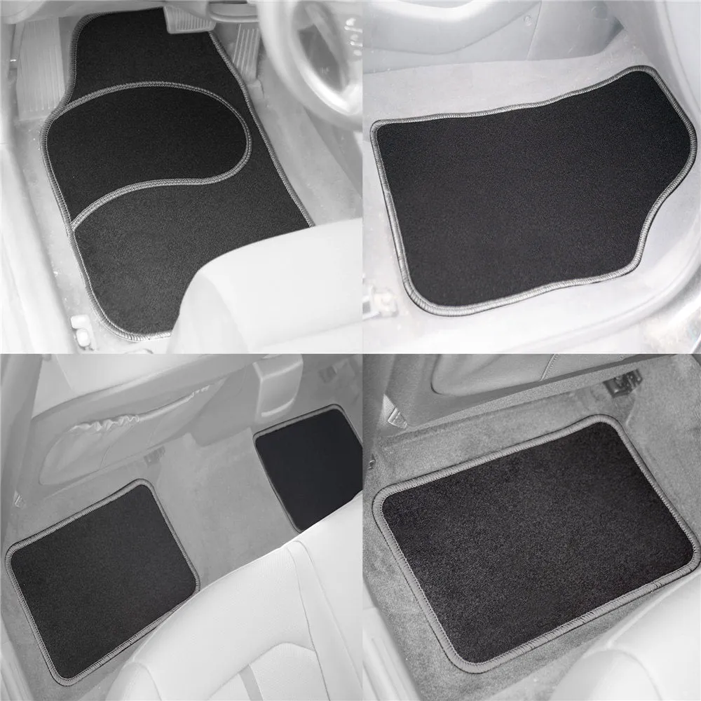 Mod Non-Slip Carpet Floor Mats with Colorful Stitching - Full Set Gray