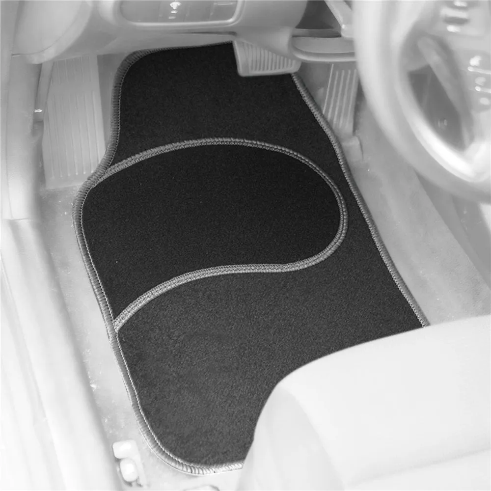 Mod Non-Slip Carpet Floor Mats with Colorful Stitching - Full Set Gray