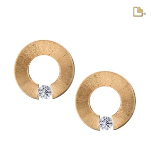 Omega Gold Vermeil Two Tone with Clear Crystal Sterling Silver Stud Earrings