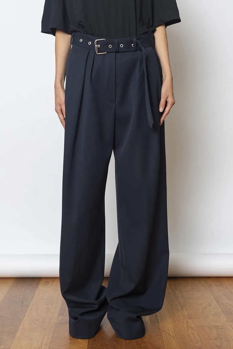 Peaches Wool Gabardine Pants - Navy