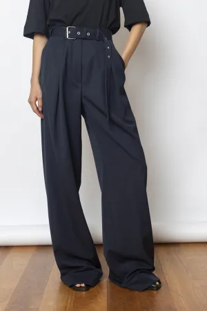 Peaches Wool Gabardine Pants - Navy