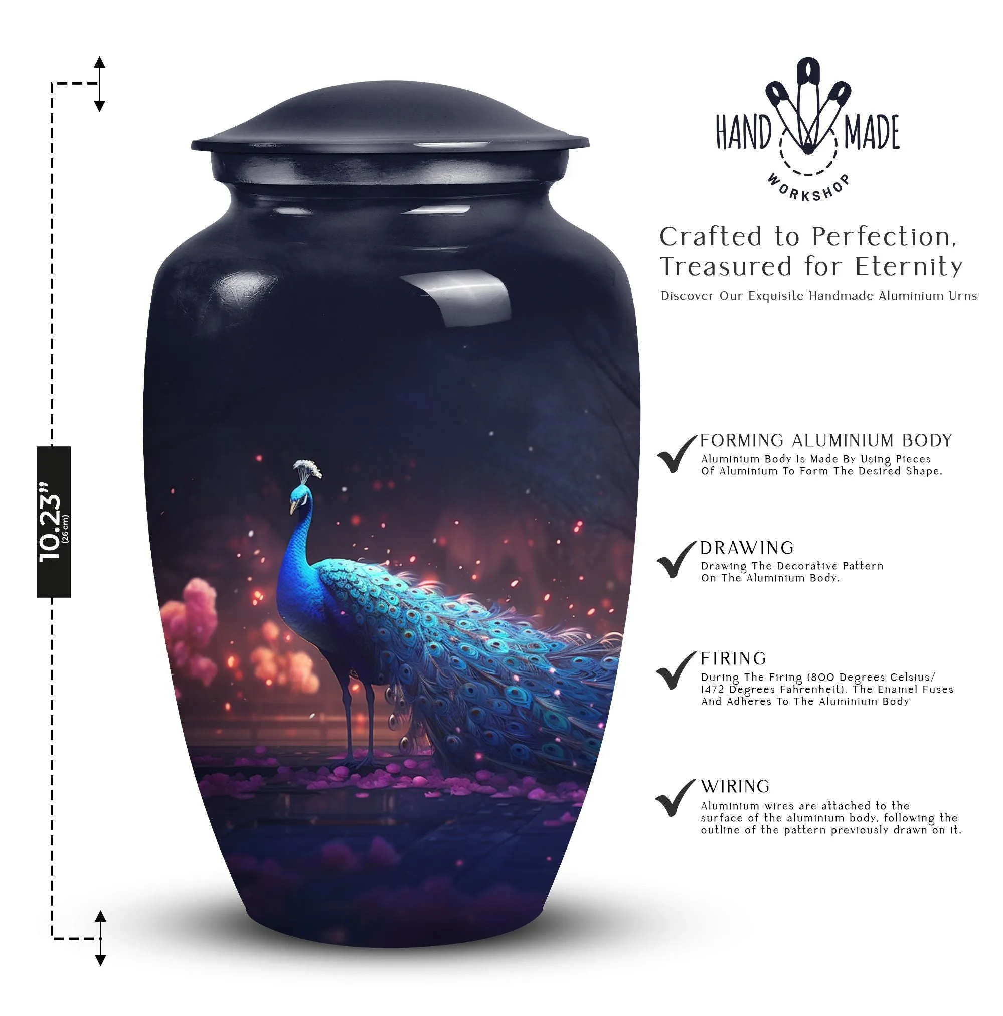 Peacock Themed Large Cremation Urn for Cherished Mother