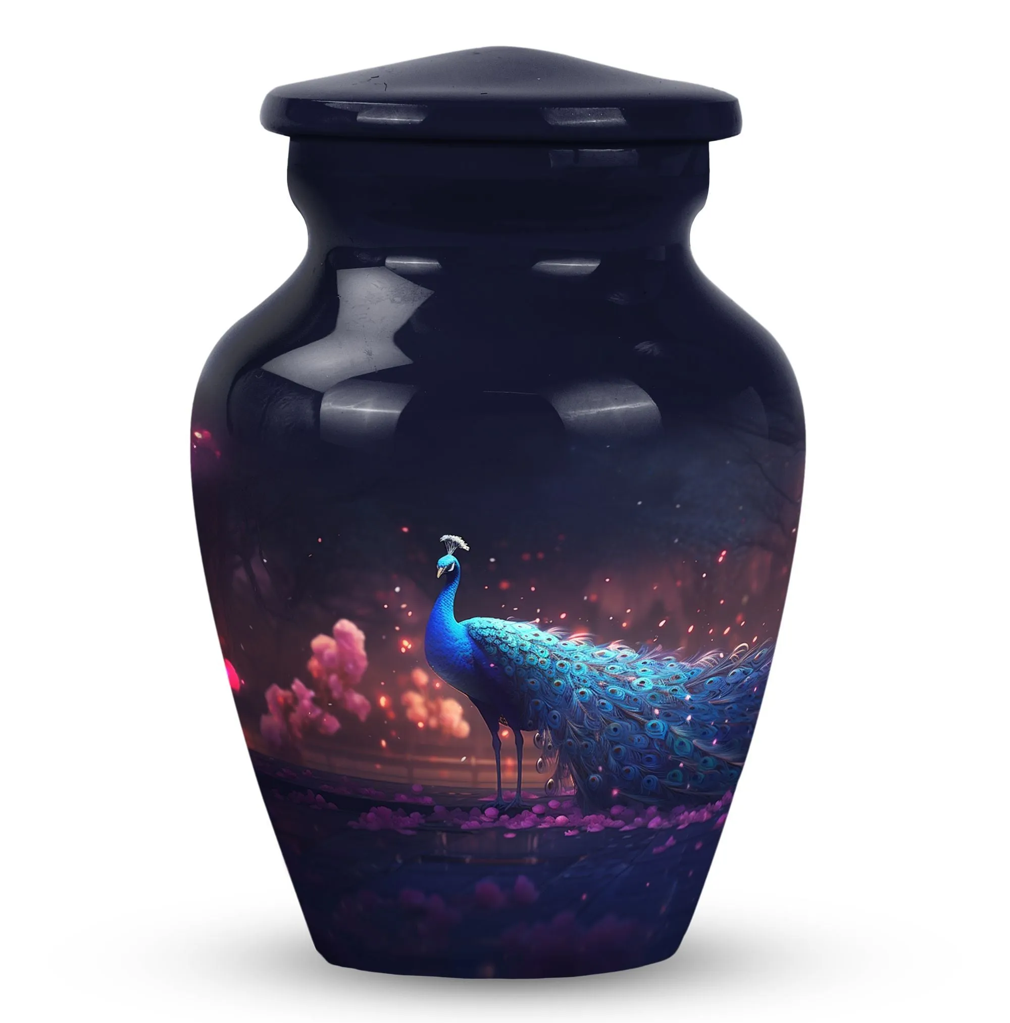 Peacock Themed Large Cremation Urn for Cherished Mother
