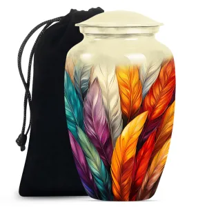 Purple Meadow Feather Urn: Distinctive Funeral Cremation Vessel